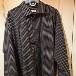 Pronto Uomo men’s long sleeve shirt XXL Non Iron black and tan pinstripe